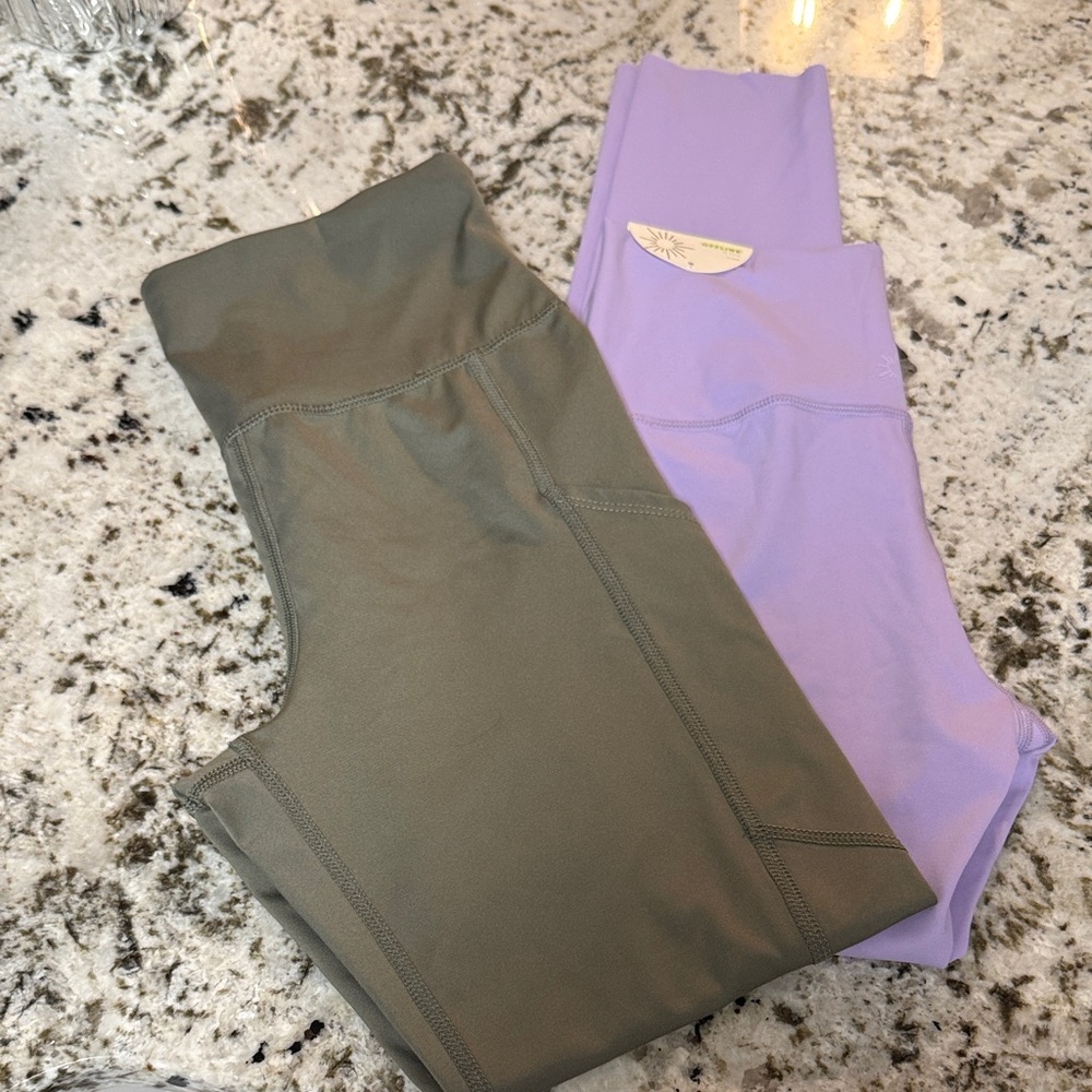 American Eagle Olive and Lavender Leggings